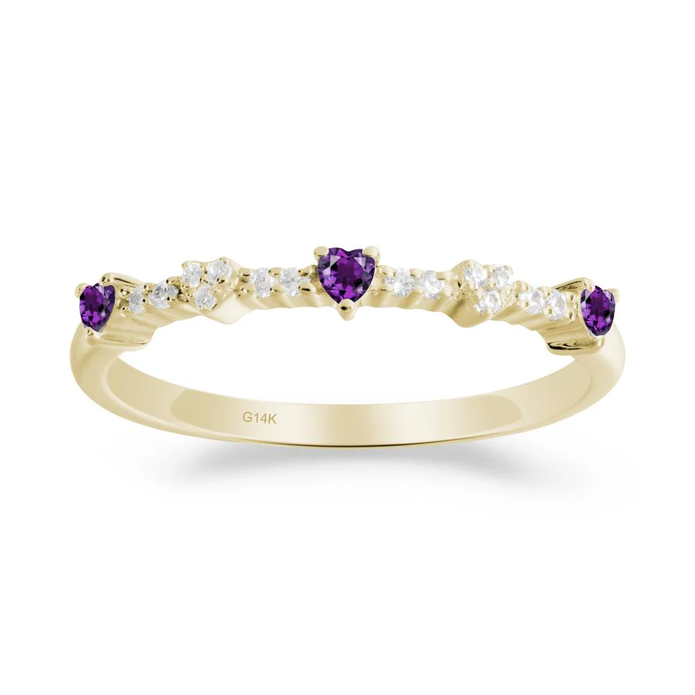 Simple Heart Shaped Amethyst Promise Ring - Image 9