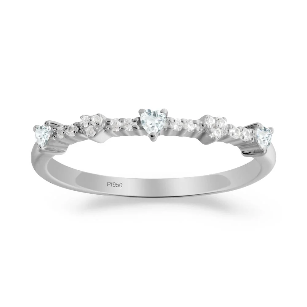 Simple Heart Shaped Aquamarine Promise Ring - Image 2