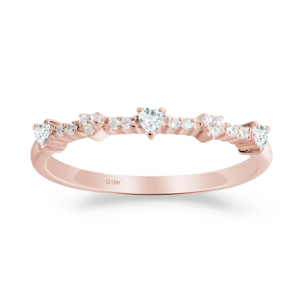 Simple Heart Shaped Aquamarine Promise Ring - Image 9