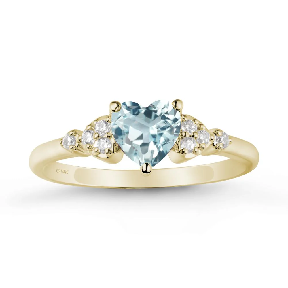 Simple Heart Shaped Aquamarine Ring