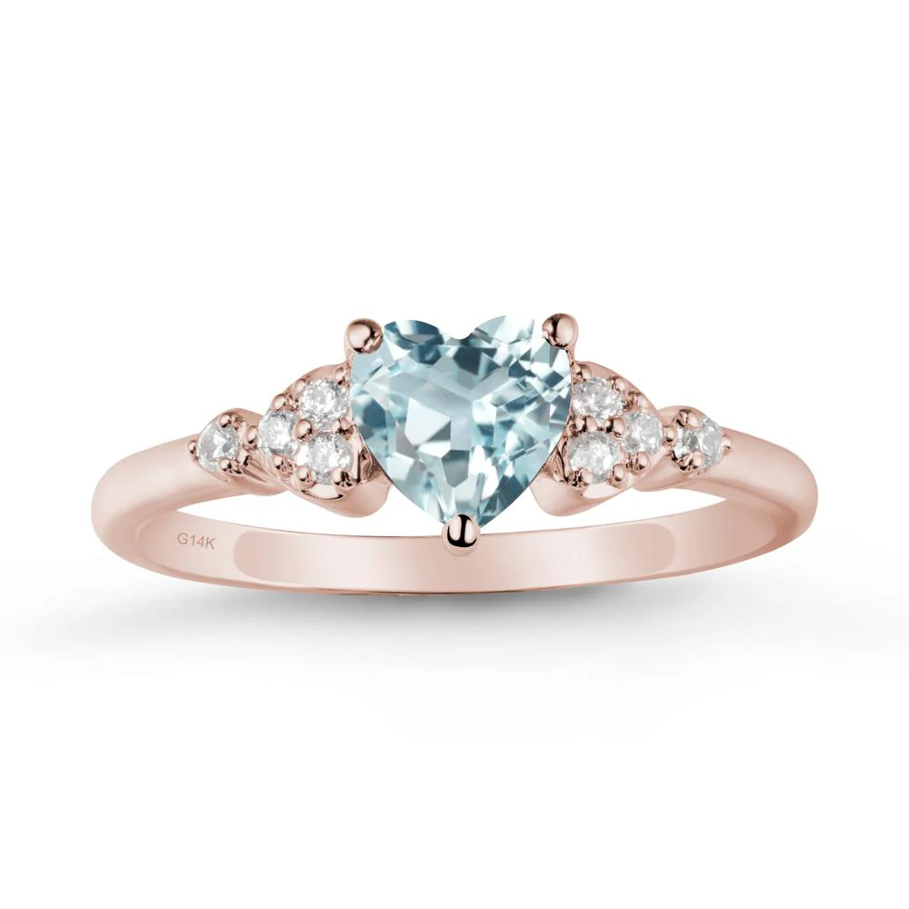 Simple Heart Shaped Aquamarine Ring - Image 2