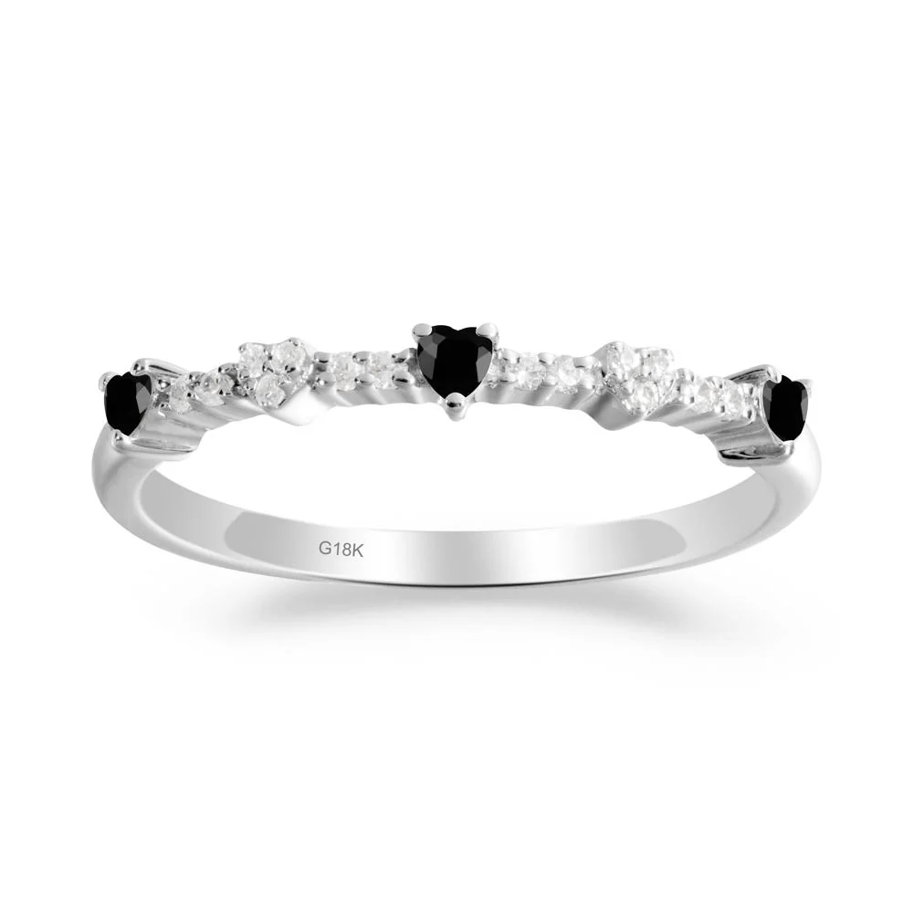 Simple Heart Shaped Black Spinel Promise Ring - Image 8