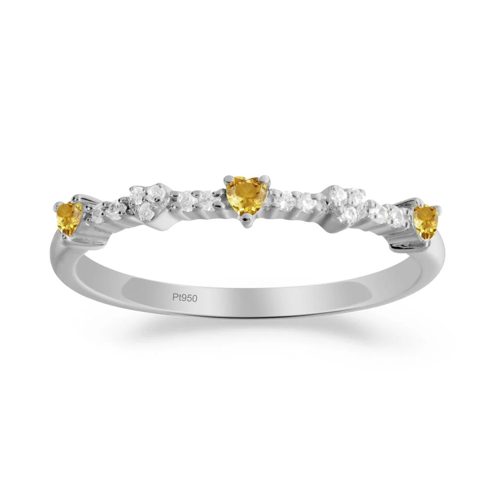 Simple Heart Shaped Citrine Promise Ring