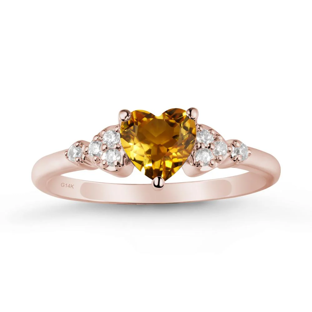 Simple Heart Shaped Citrine Ring - Image 2