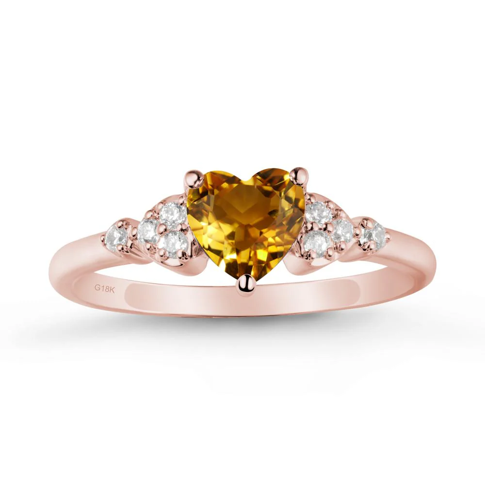 Simple Heart Shaped Citrine Ring - Image 5