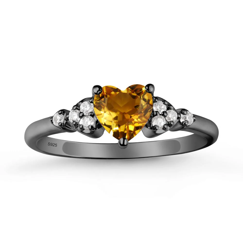 Simple Heart Shaped Citrine Ring - Image 8