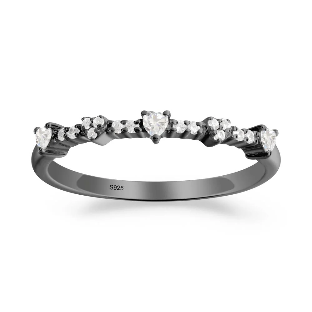 Simple Heart Shaped Cubic Zirconia Promise Ring - Image 2