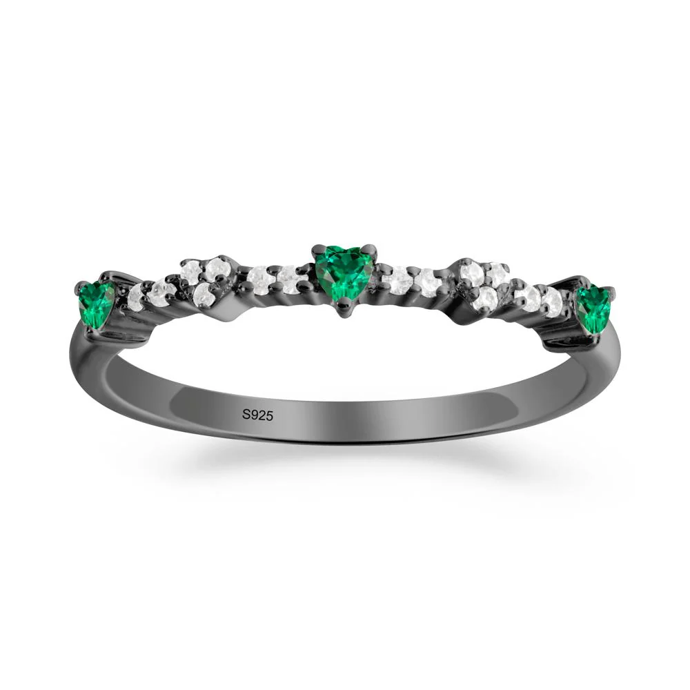Simple Heart Shaped Emerald Promise Ring