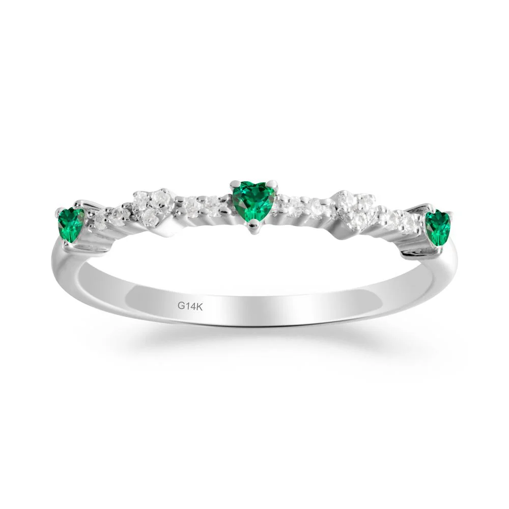 Simple Heart Shaped Emerald Promise Ring - Image 6