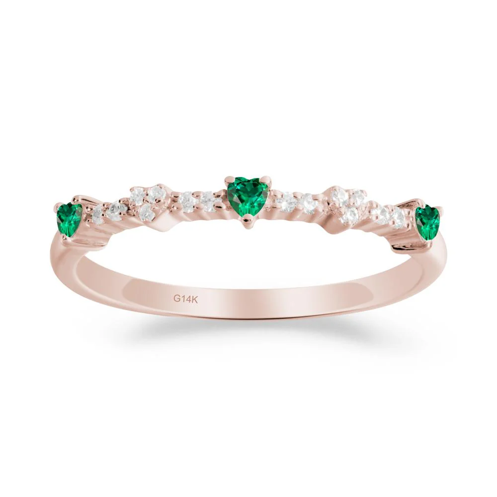 Simple Heart Shaped Emerald Promise Ring - Image 8