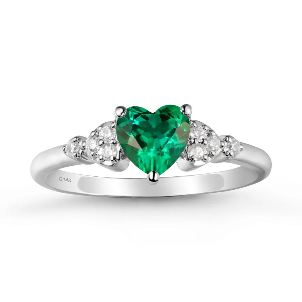 Simple Heart Shaped Emerald Ring - Image 3