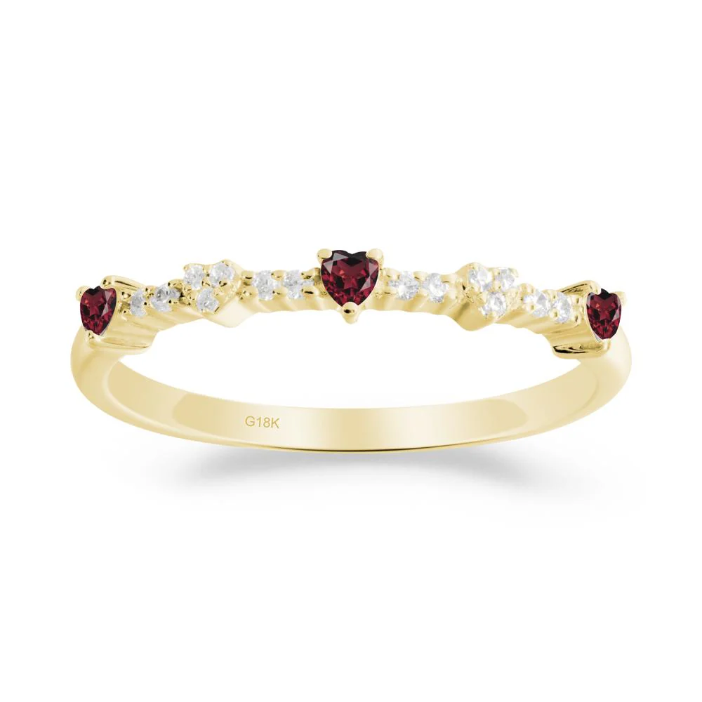 Simple Heart Shaped Garnet Promise Ring - Image 2