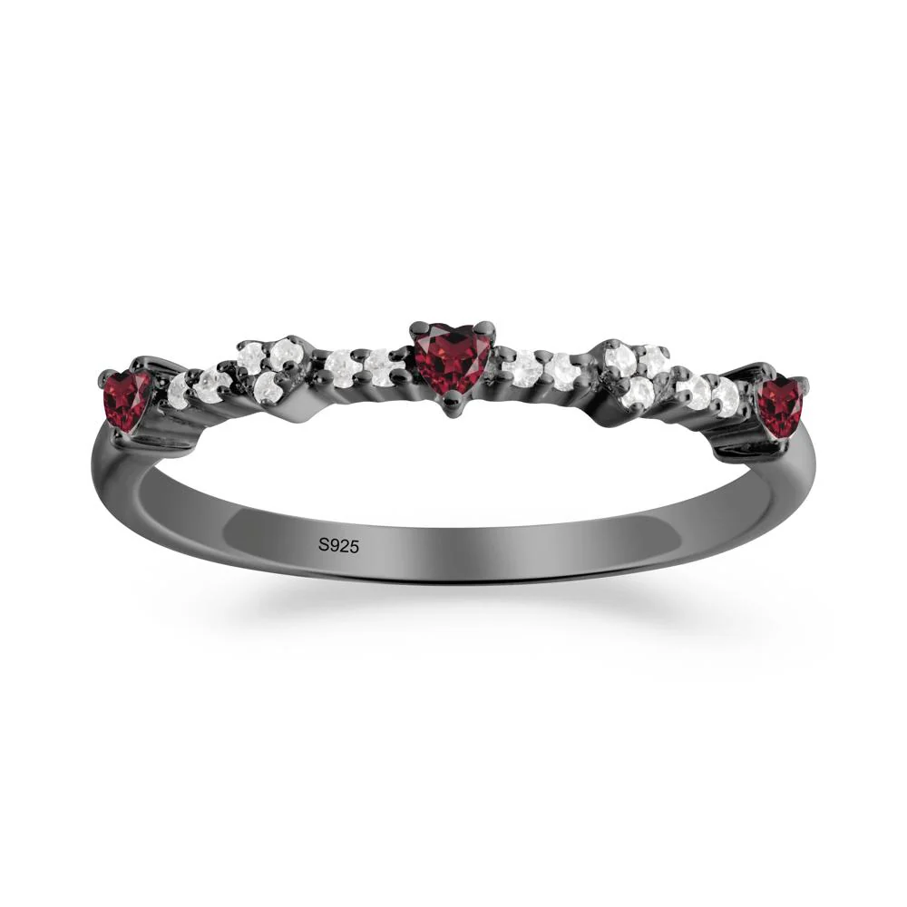 Simple Heart Shaped Garnet Promise Ring - Image 4
