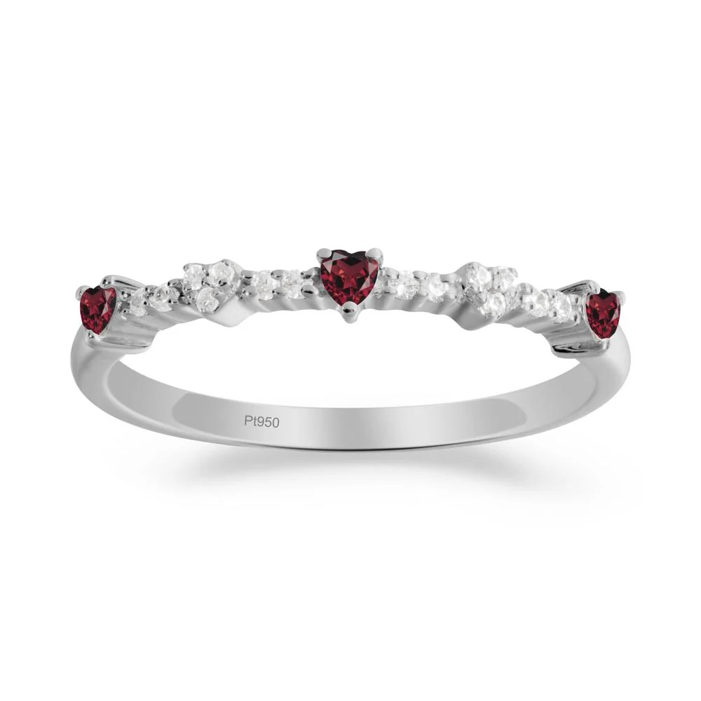 Simple Heart Shaped Garnet Promise Ring - Image 5