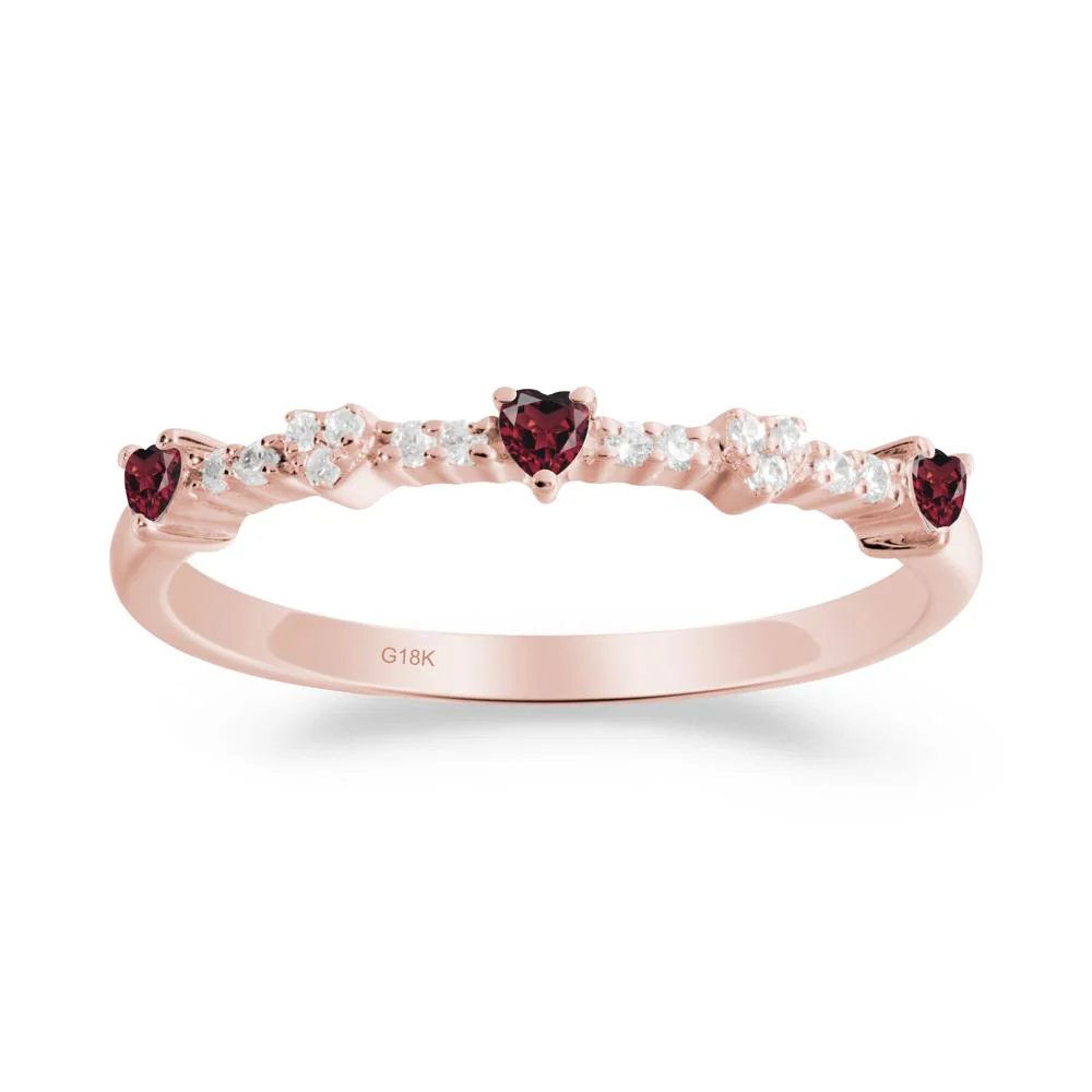 Simple Heart Shaped Garnet Promise Ring - Image 7