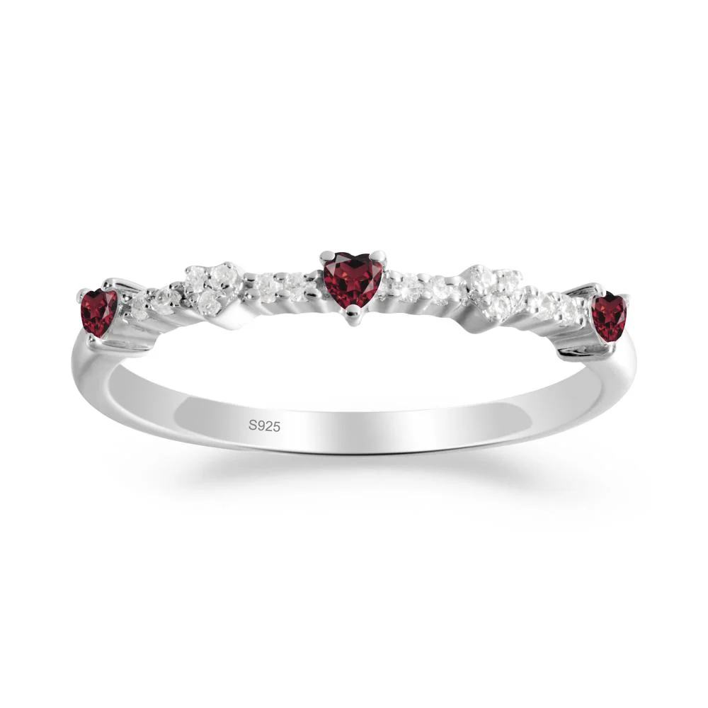 Simple Heart Shaped Garnet Promise Ring - Image 9