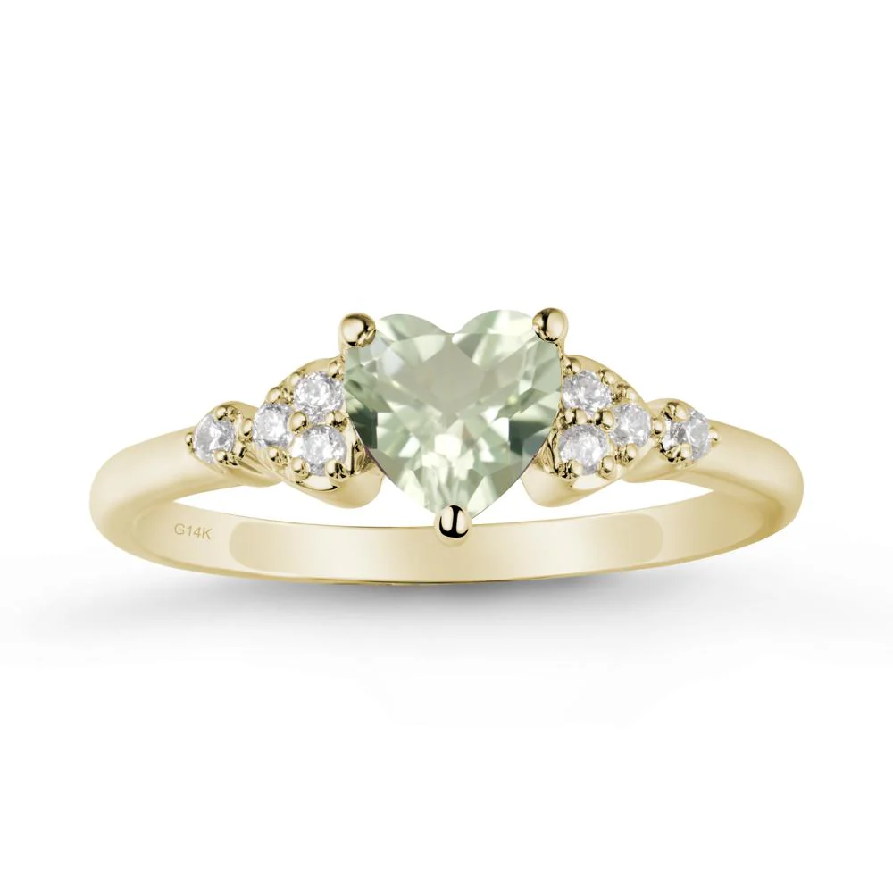 Simple Heart Shaped Green Amethyst Ring - Image 4