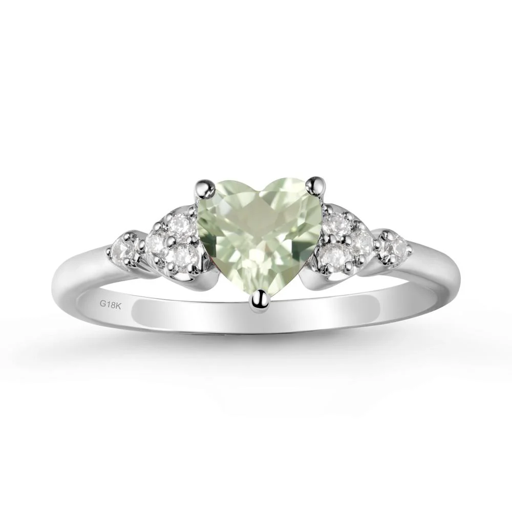 Simple Heart Shaped Green Amethyst Ring - Image 6