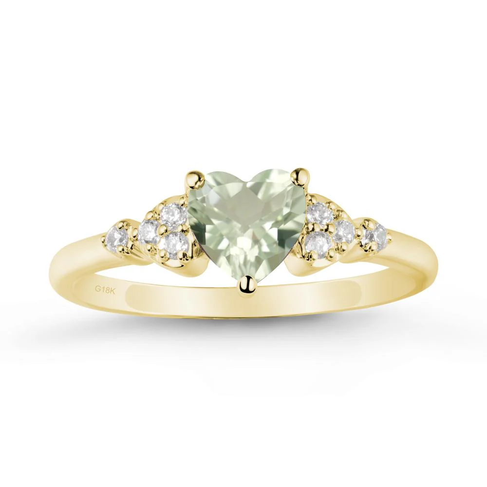 Simple Heart Shaped Green Amethyst Ring - Image 7
