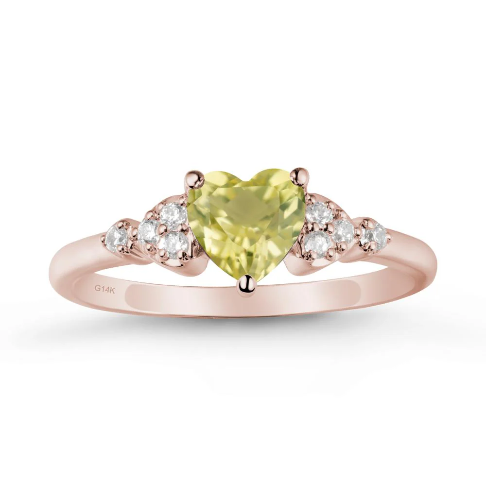 Simple Heart Shaped Lemon Quartz Ring - Image 2