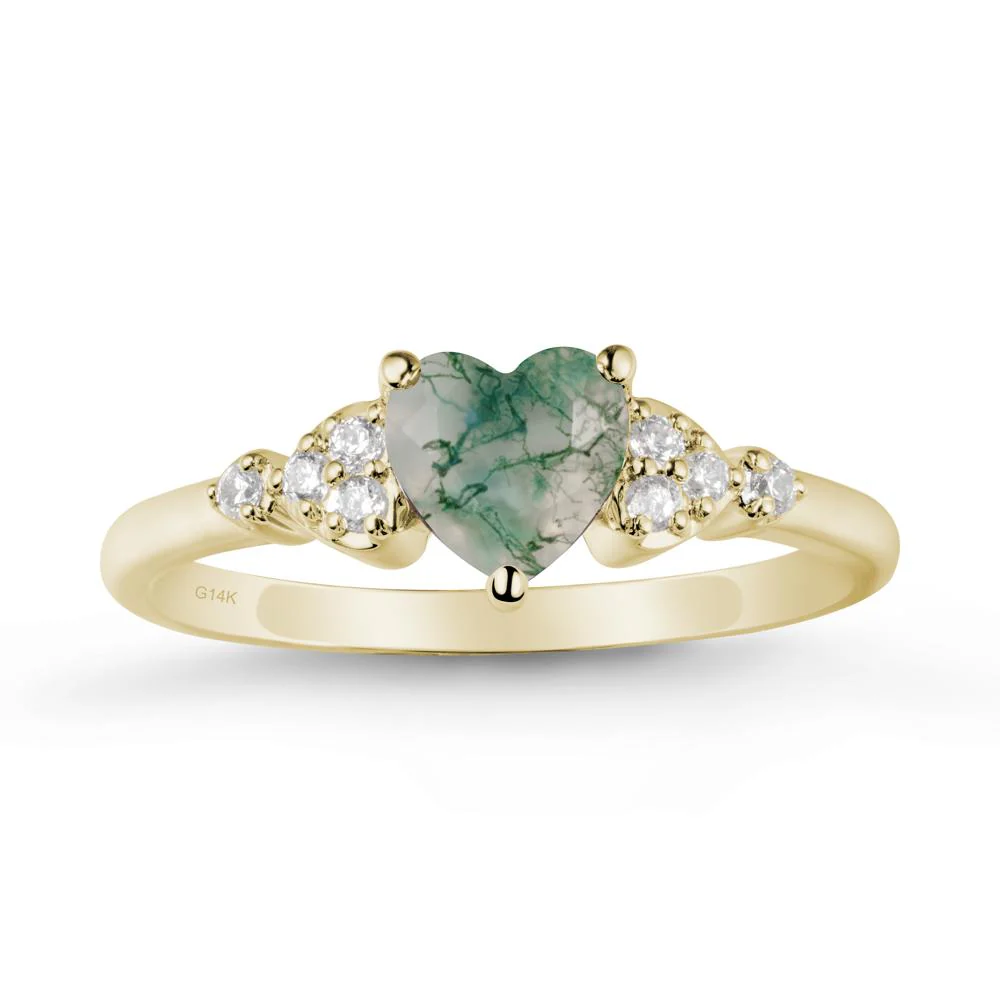 Simple Heart Shaped Moss Agate Ring - Image 4