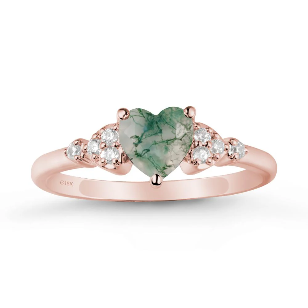 Simple Heart Shaped Moss Agate Ring - Image 5