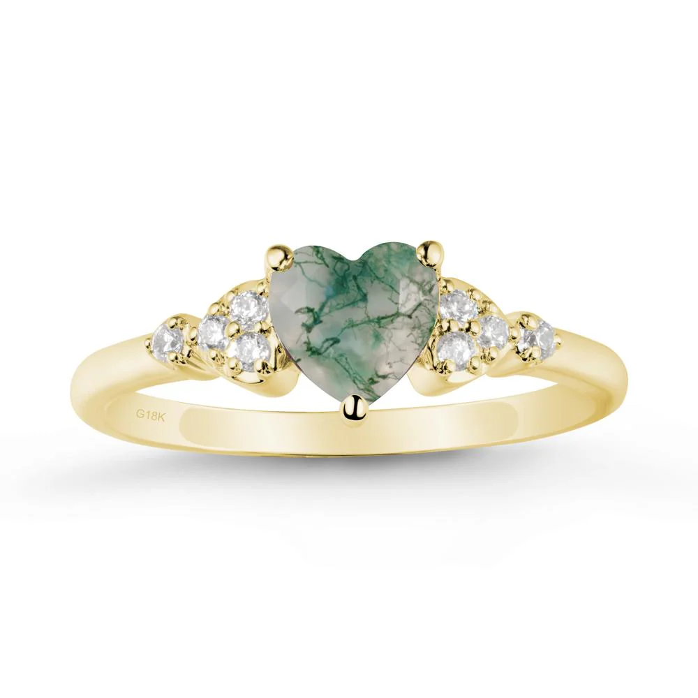 Simple Heart Shaped Moss Agate Ring - Image 7