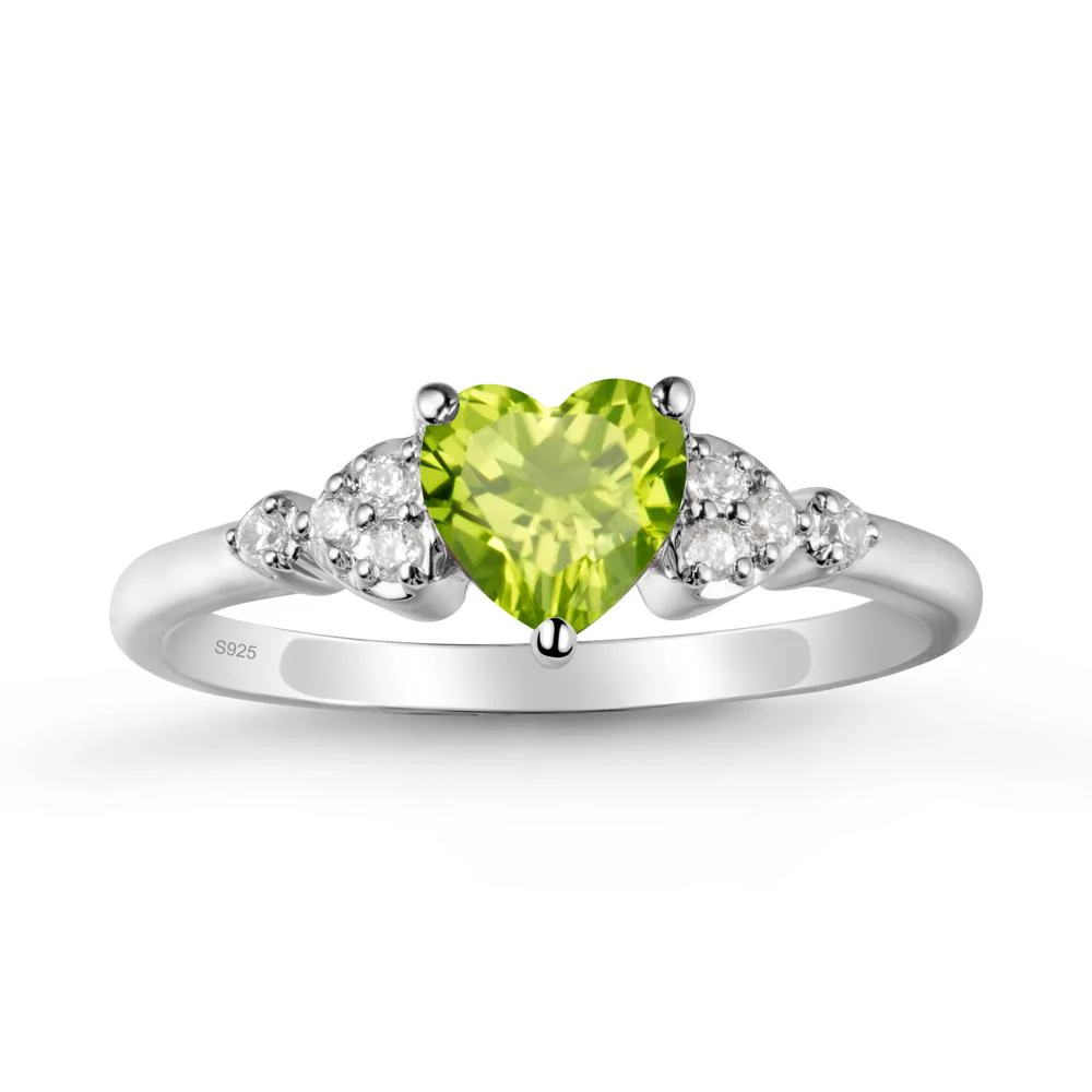 Simple Heart Shaped Peridot Ring - Image 9