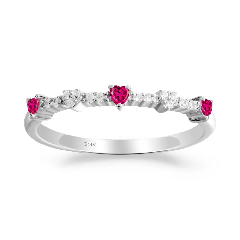 Simple Heart Shaped Ruby Promise Ring - Image 2