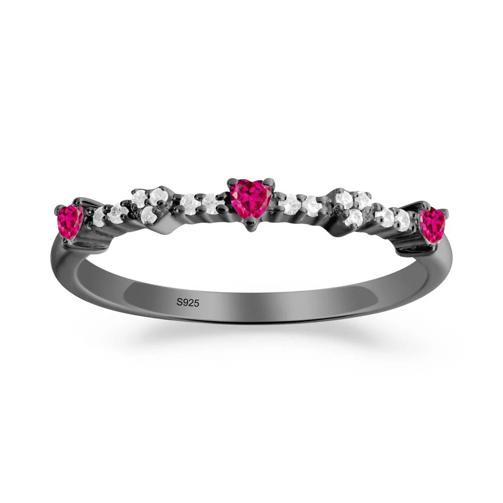 Simple Heart Shaped Ruby Promise Ring - Image 4