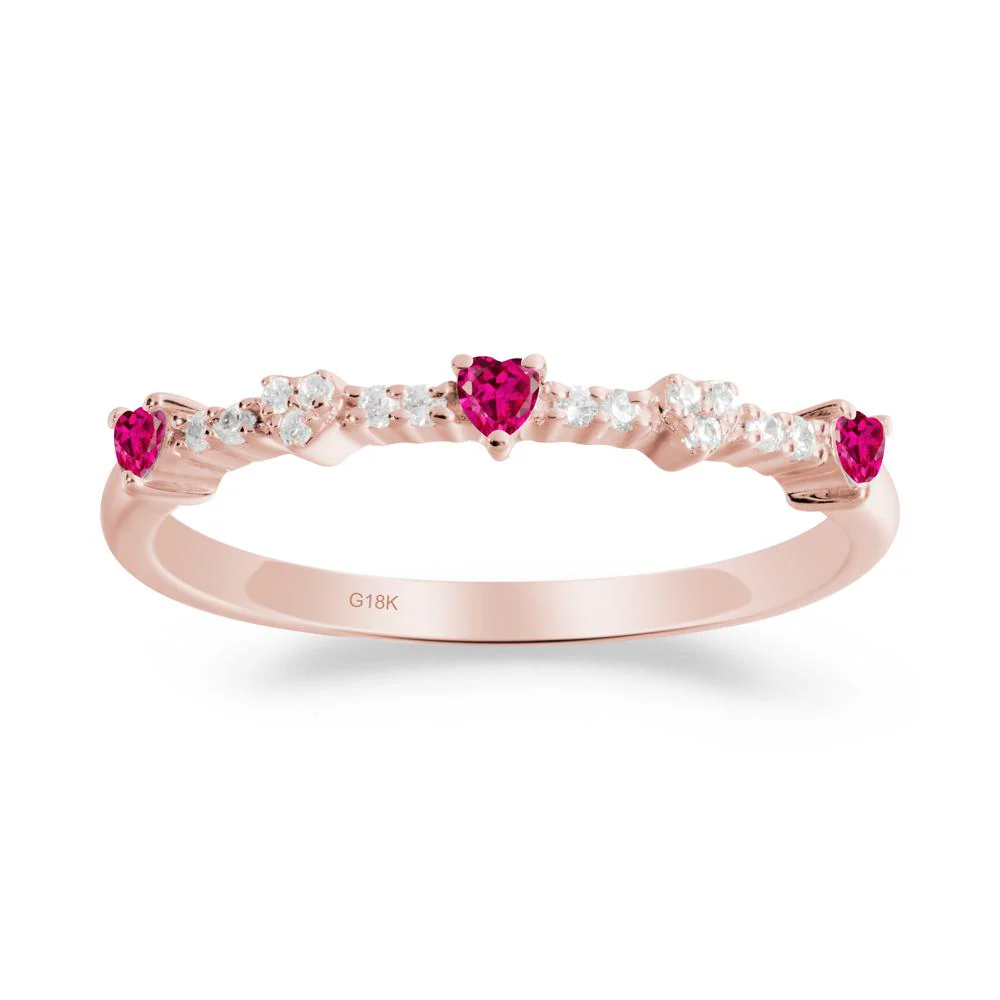 Simple Heart Shaped Ruby Promise Ring - Image 9