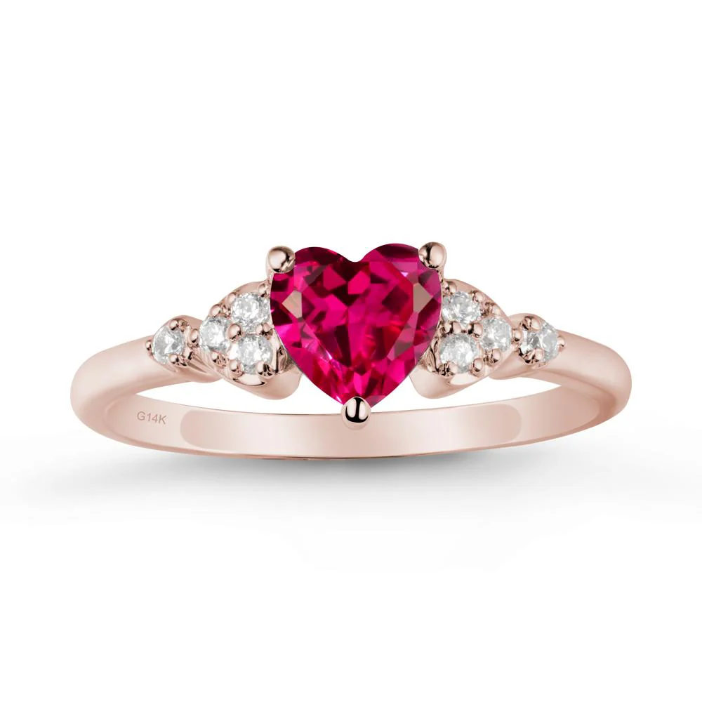 Simple Heart Shaped Ruby Ring - Image 2