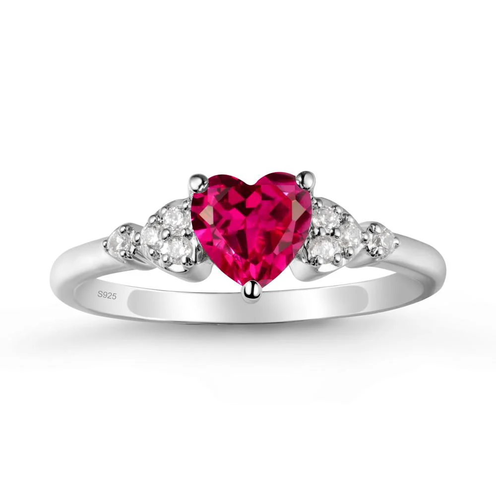Simple Heart Shaped Ruby Ring - Image 9