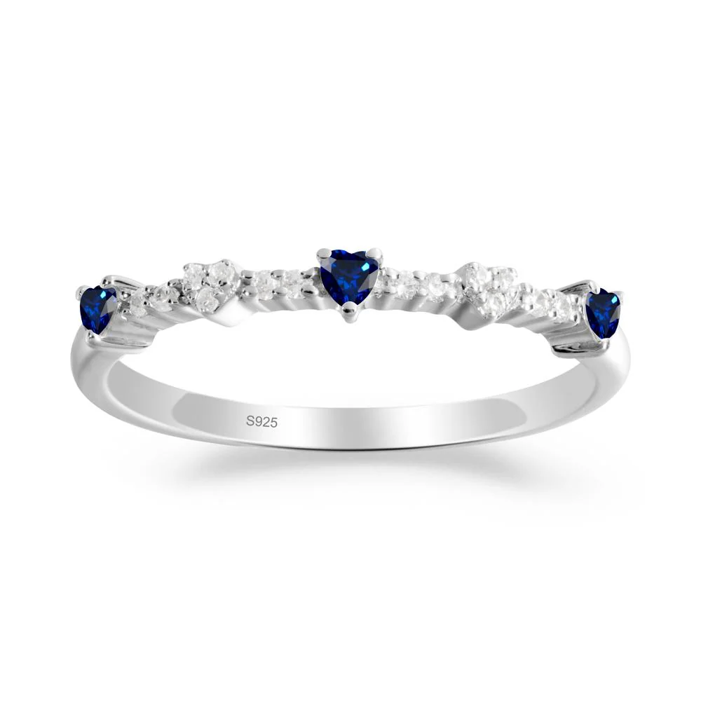 Simple Heart Shaped Sapphire Promise Ring - Image 4