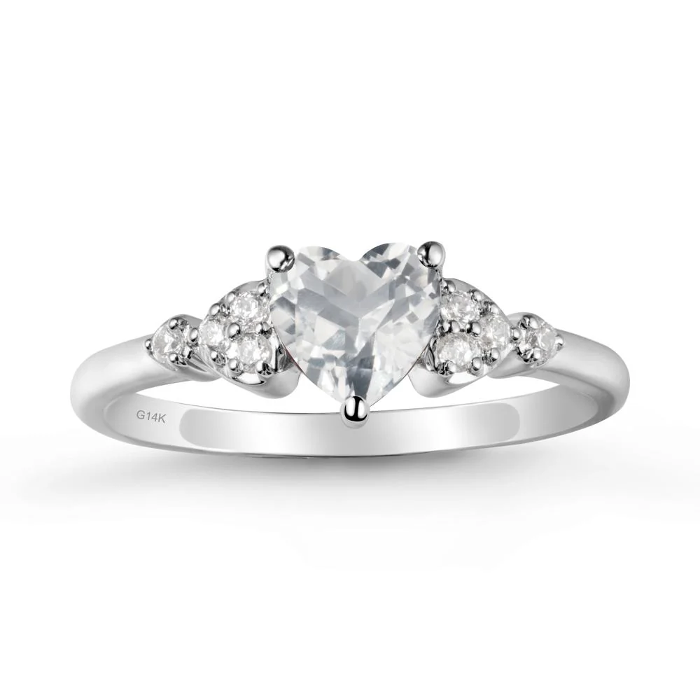 Simple Heart Shaped White Topaz Ring - Image 3