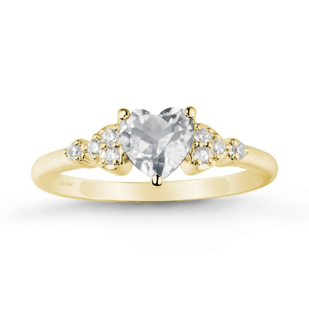 Simple Heart Shaped White Topaz Ring - Image 7