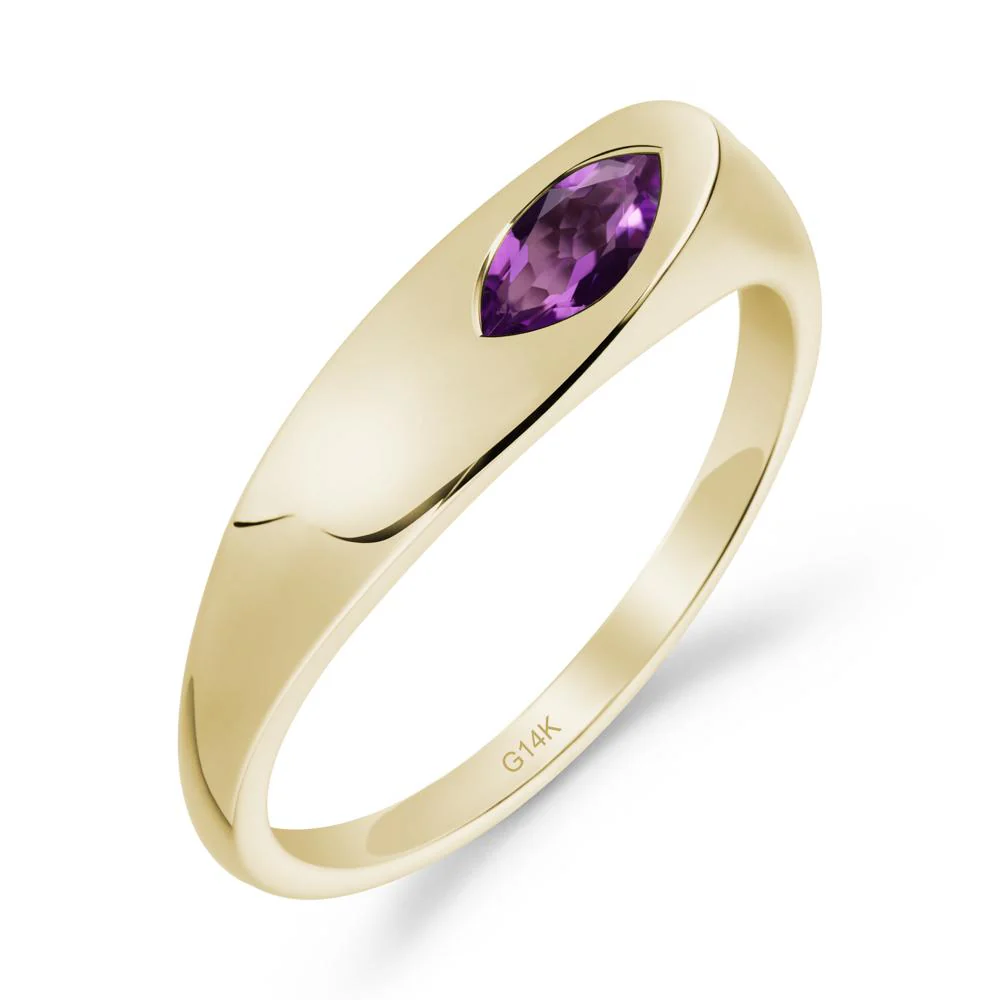 Simple Marquise Amethyst Solitaire Ring