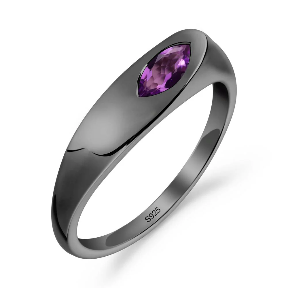 Simple Marquise Amethyst Solitaire Ring - Image 3