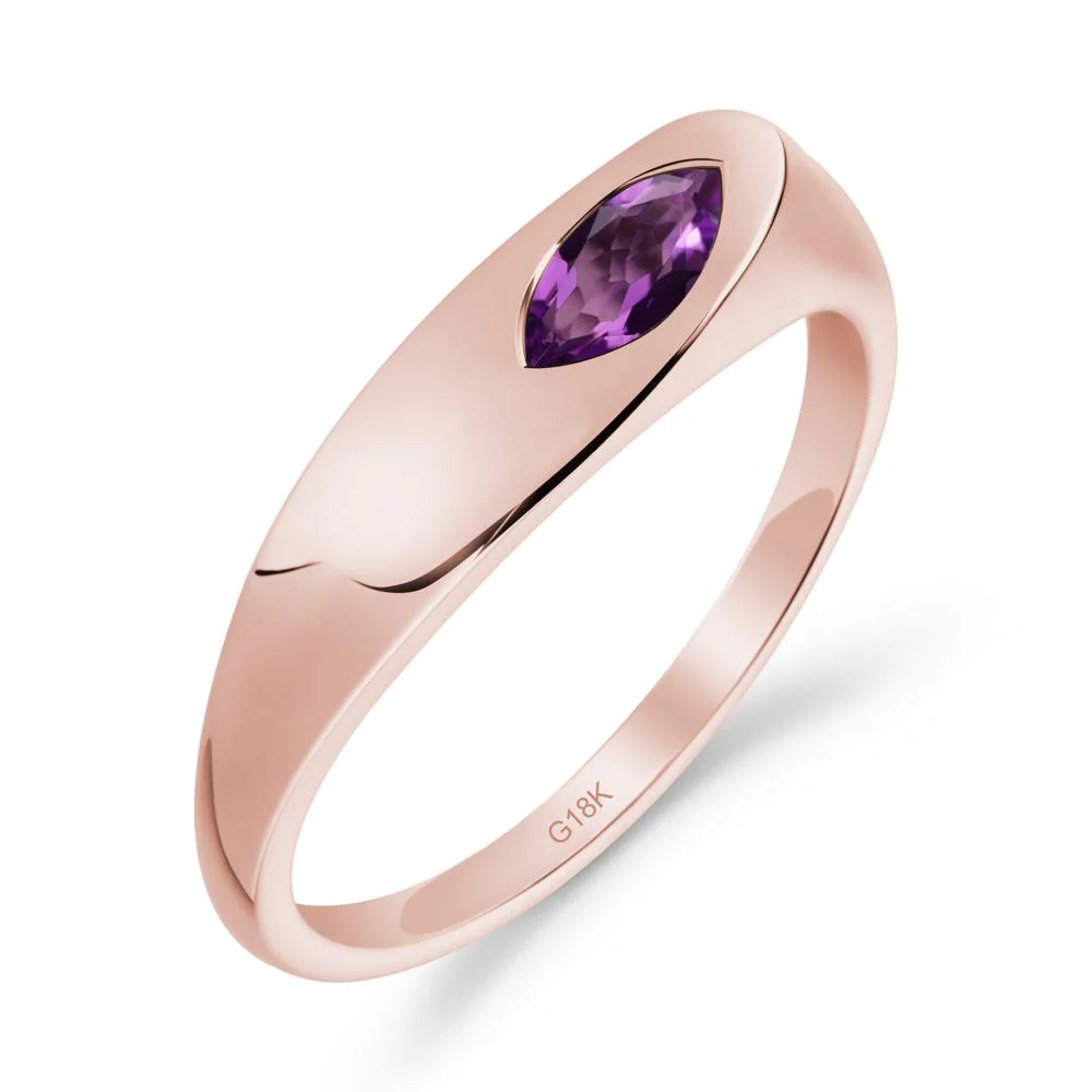 Simple Marquise Amethyst Solitaire Ring - Image 9