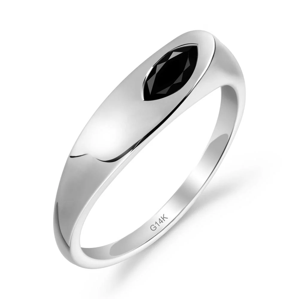 Simple Marquise Black Spinel Solitaire Ring