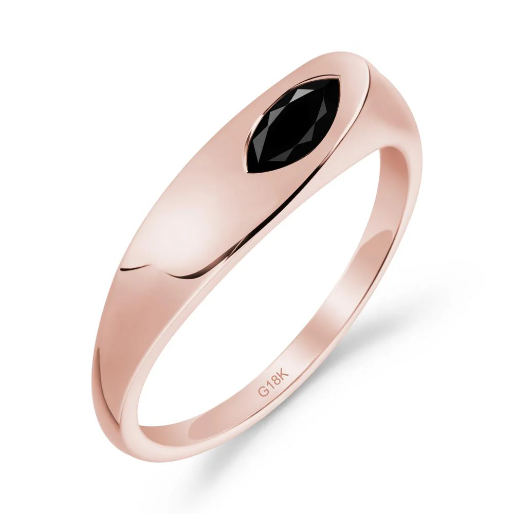Simple Marquise Black Spinel Solitaire Ring - Image 5