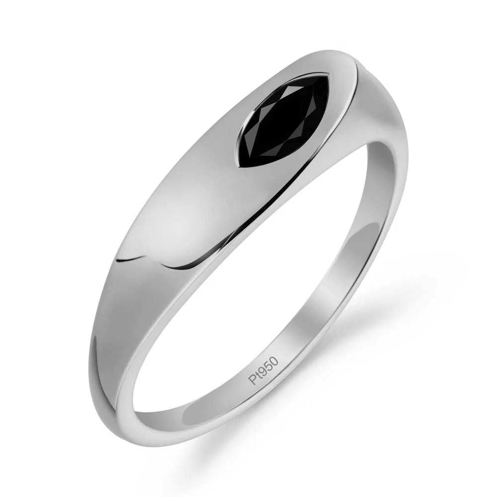 Simple Marquise Black Spinel Solitaire Ring - Image 7