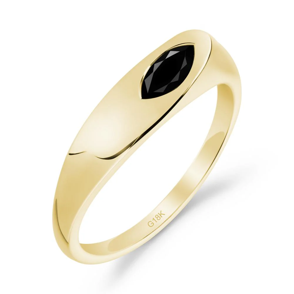Simple Marquise Black Spinel Solitaire Ring - Image 8