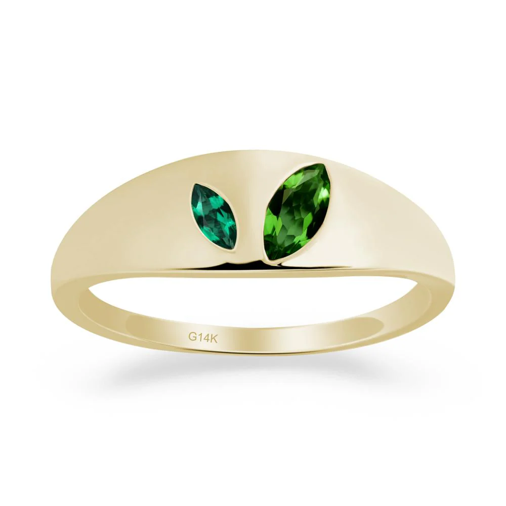 Simple Marquise Diopside and Emerald Toi Et Moi Ring - Image 4