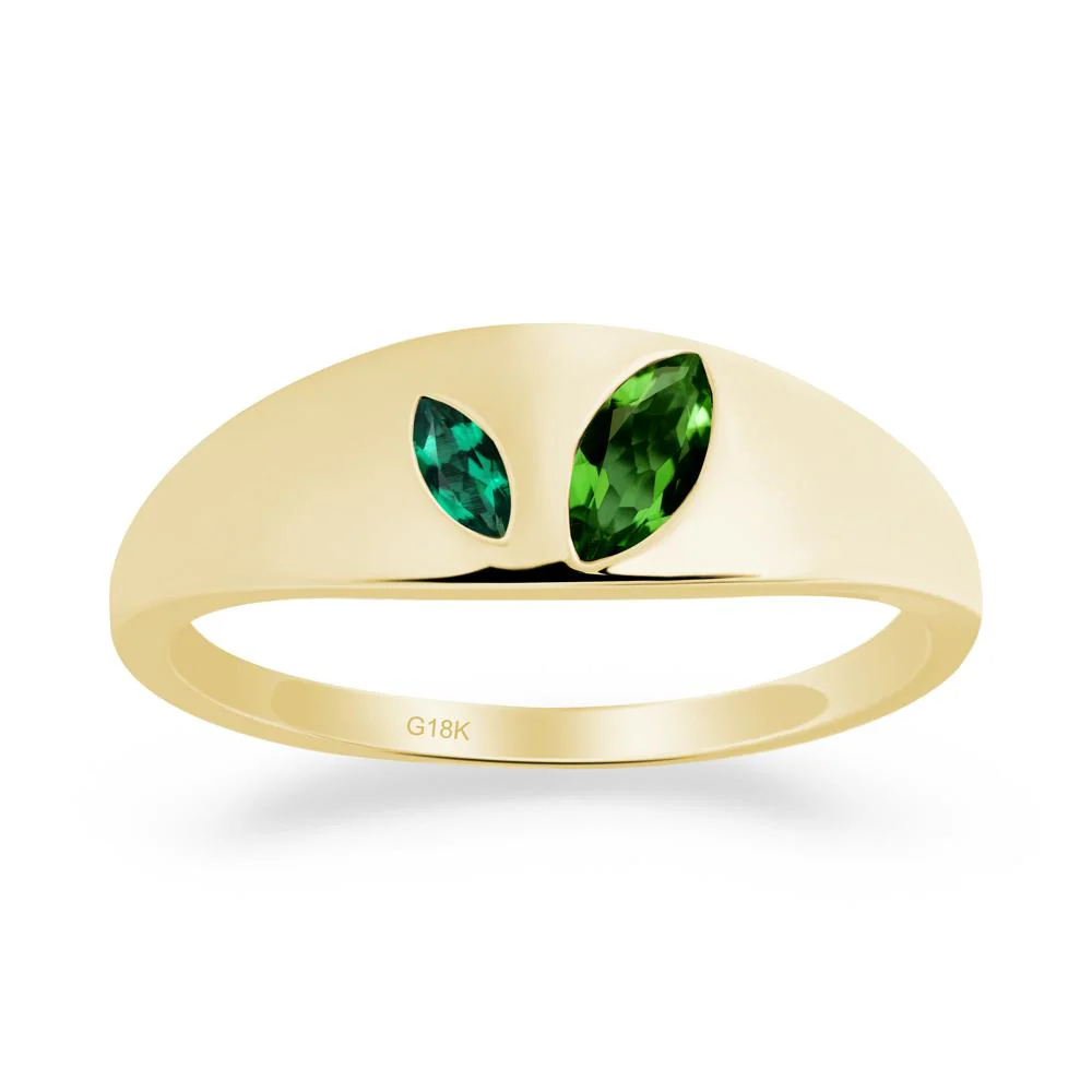 Simple Marquise Diopside and Emerald Toi Et Moi Ring - Image 9