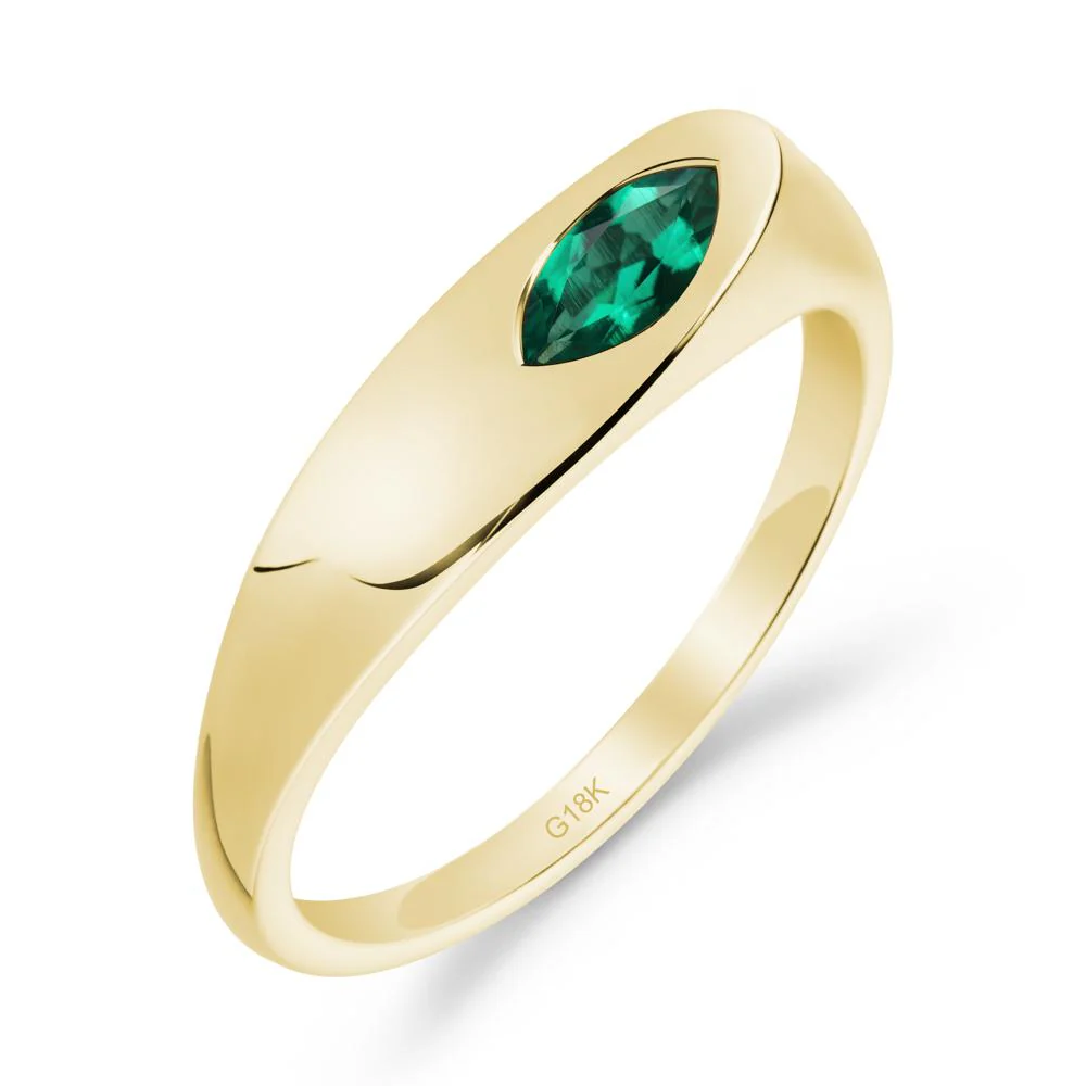 Simple Marquise Emerald Solitaire Ring - Image 2