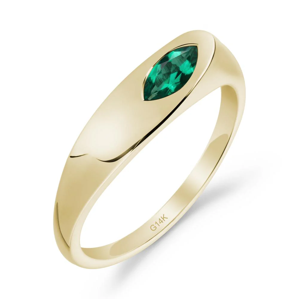 Simple Marquise Emerald Solitaire Ring - Image 5