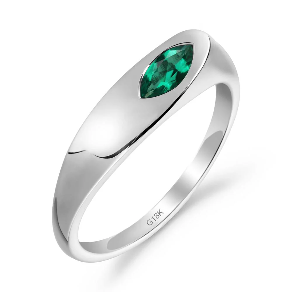 Simple Marquise Emerald Solitaire Ring - Image 8