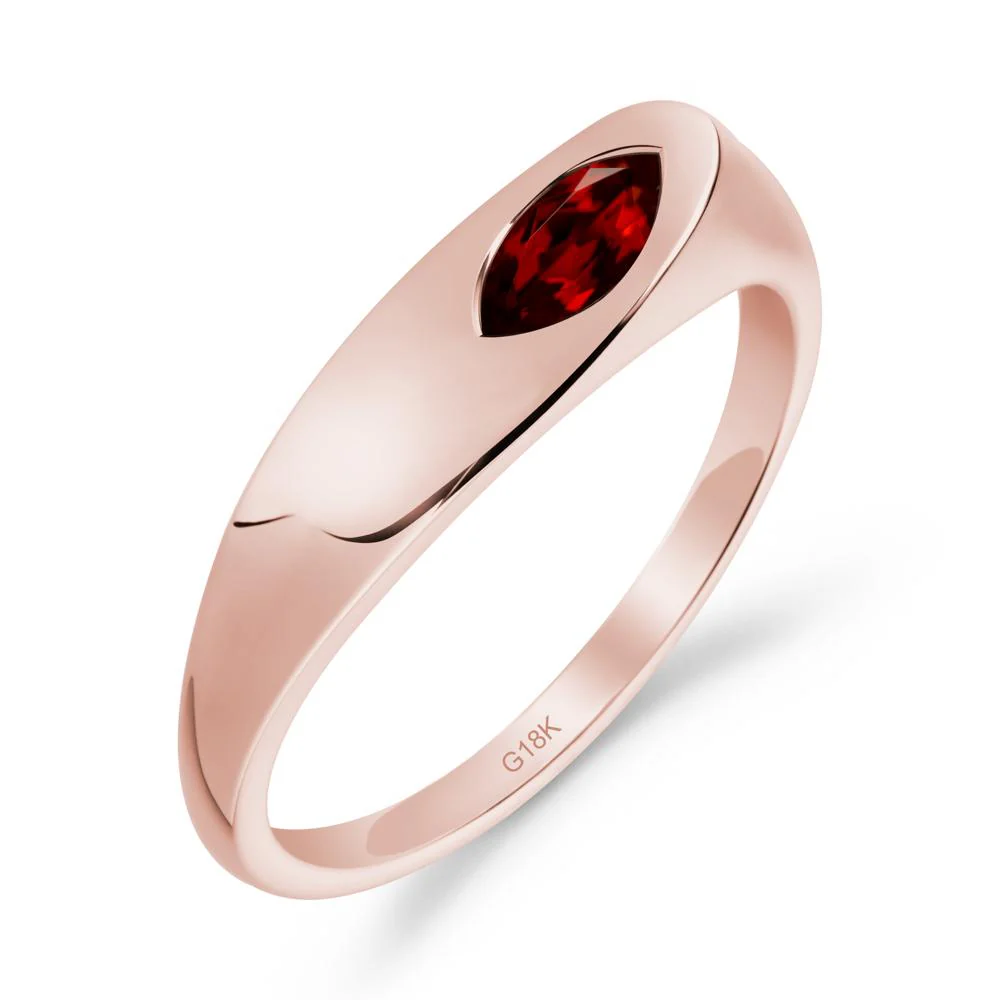 Simple Marquise Garnet Solitaire Ring - Image 2