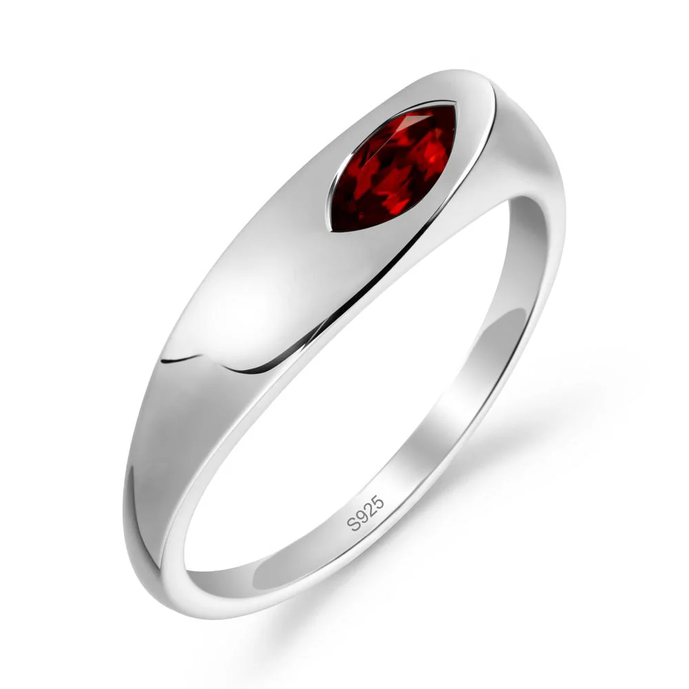 Simple Marquise Garnet Solitaire Ring - Image 7